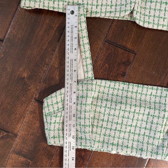 WAYF Tweed Cropped Blazer + Bralette Set Green and Cream Size Small - Picture 6 of 15
